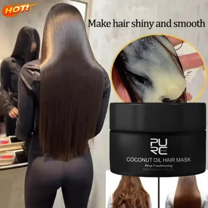 Coconut Oil Hair Mask Keratin Collagen Pro Hair Mask Repair Dry Split Ends Frizzy Damaged Deeply Moisturize Soft Smooth