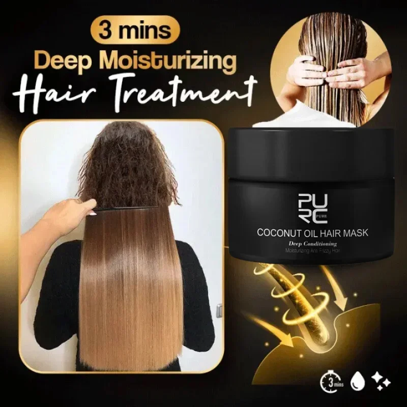 Coconut Oil Hair Mask Keratin Collagen Pro Hair Mask Repair Dry Split Ends Frizzy Damaged Deeply Moisturize Soft Smooth