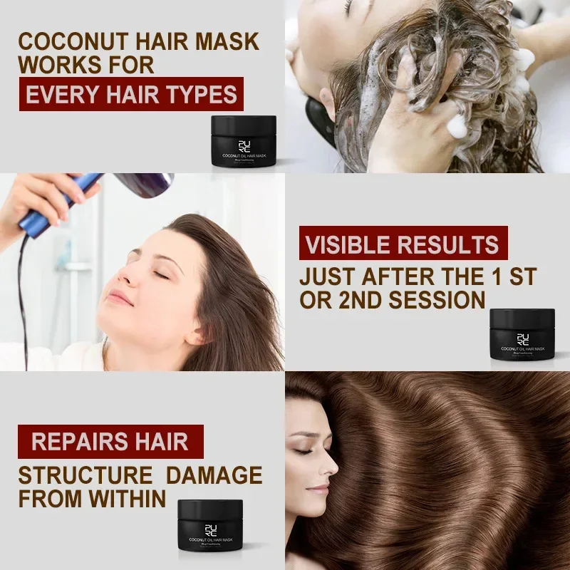 Coconut Oil Hair Mask Keratin Collagen Pro Hair Mask Repair Dry Split Ends Frizzy Damaged Deeply Moisturize Soft Smooth