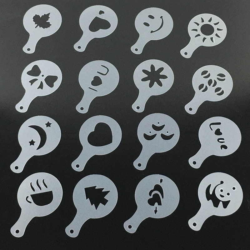 Coffee Art Stencils PP Templates (16pcs) Coffee Art Stencils PP Templates (16pcs)