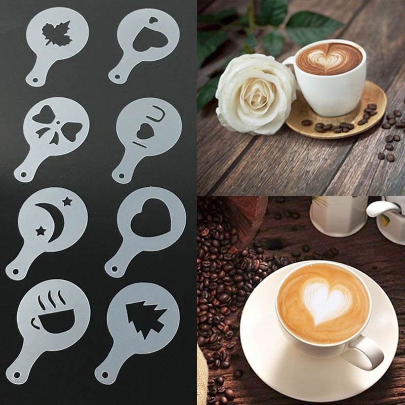 Coffee Art Stencils PP Templates (16pcs)