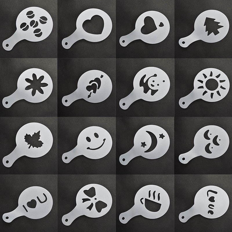 Coffee Art Stencils PP Templates (16pcs)