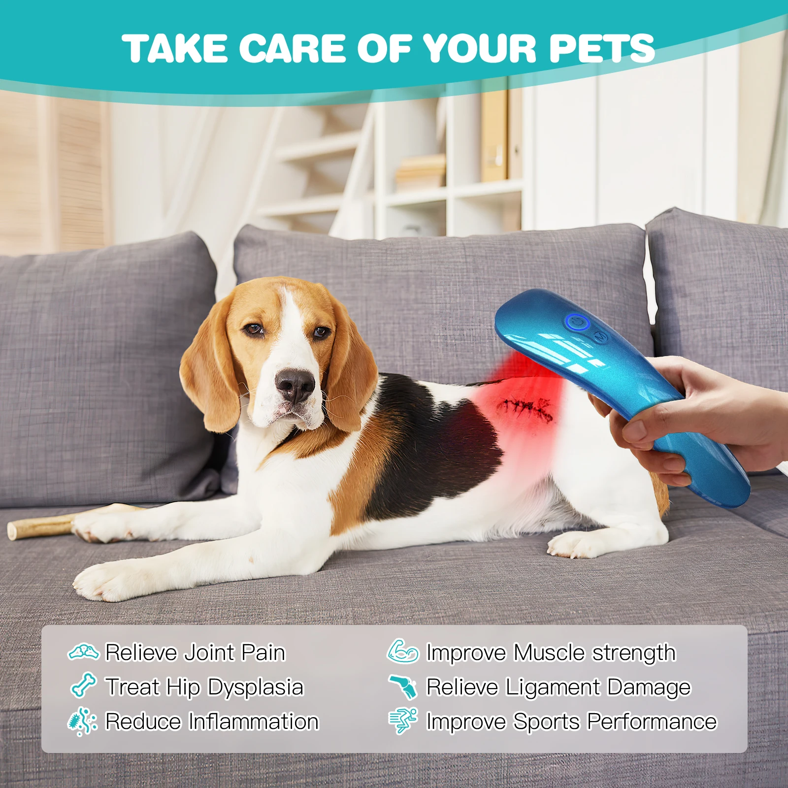 Cold Laser Therapy Vet Device 620nm Wavelength Handheld Red Light Therapy Pet for Arthritis Treatment Pain Relief&Skin
