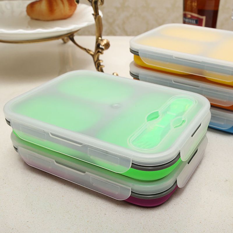 Collapsible 1100ml Silicone Bento Box