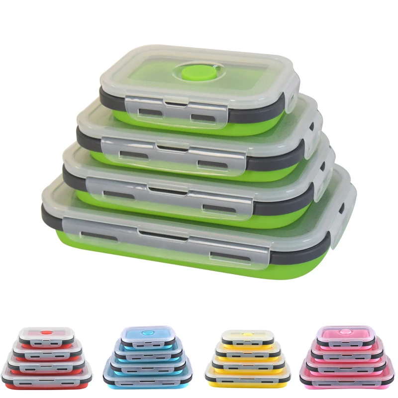 Collapsible Bento Box Food Grade Silicone Foldable Lunch Box Square Portable Refrigerator Microwave Oven Lunch Box Collapsible Bento Box Food Grade Silicone Foldable Lunch Box Square Portable Refrigerator Microwave Oven Lunch Box