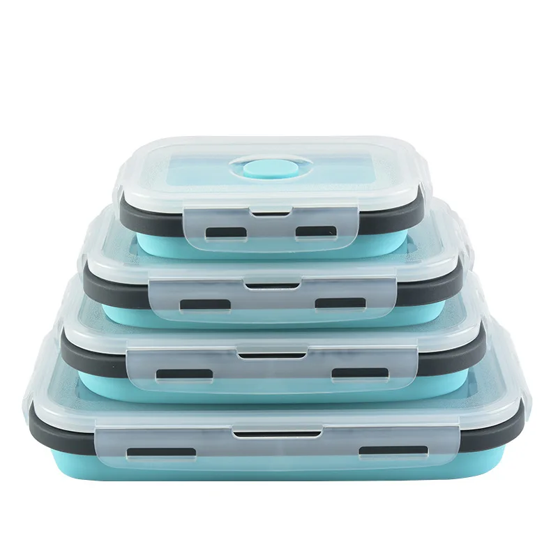 Collapsible Bento Box Food Grade Silicone Foldable Lunch Box Square Portable Refrigerator Microwave Oven Lunch Box Collapsible Bento Box Food Grade Silicone Foldable Lunch Box Square Portable Refrigerator Microwave Oven Lunch Box