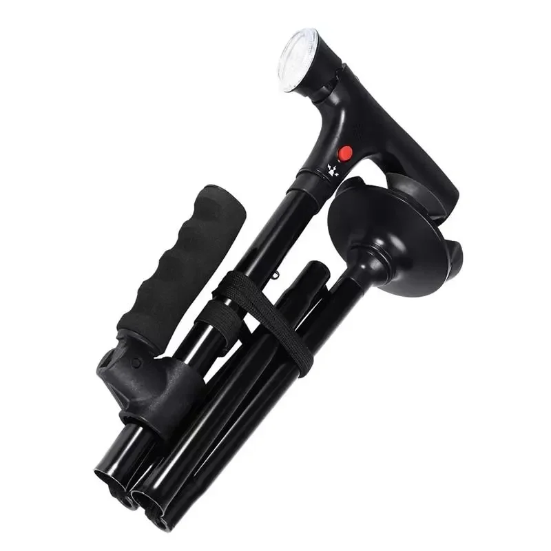Collapsible LED Walking Cane Telescopic Folding Cane Alarm Walking Trusty Sticks Elder Crutches Double Handle Trekking Collapsible LED Walking Cane Telescopic Folding Cane Alarm Walking Trusty Sticks Elder Crutches Double Handle Trekking