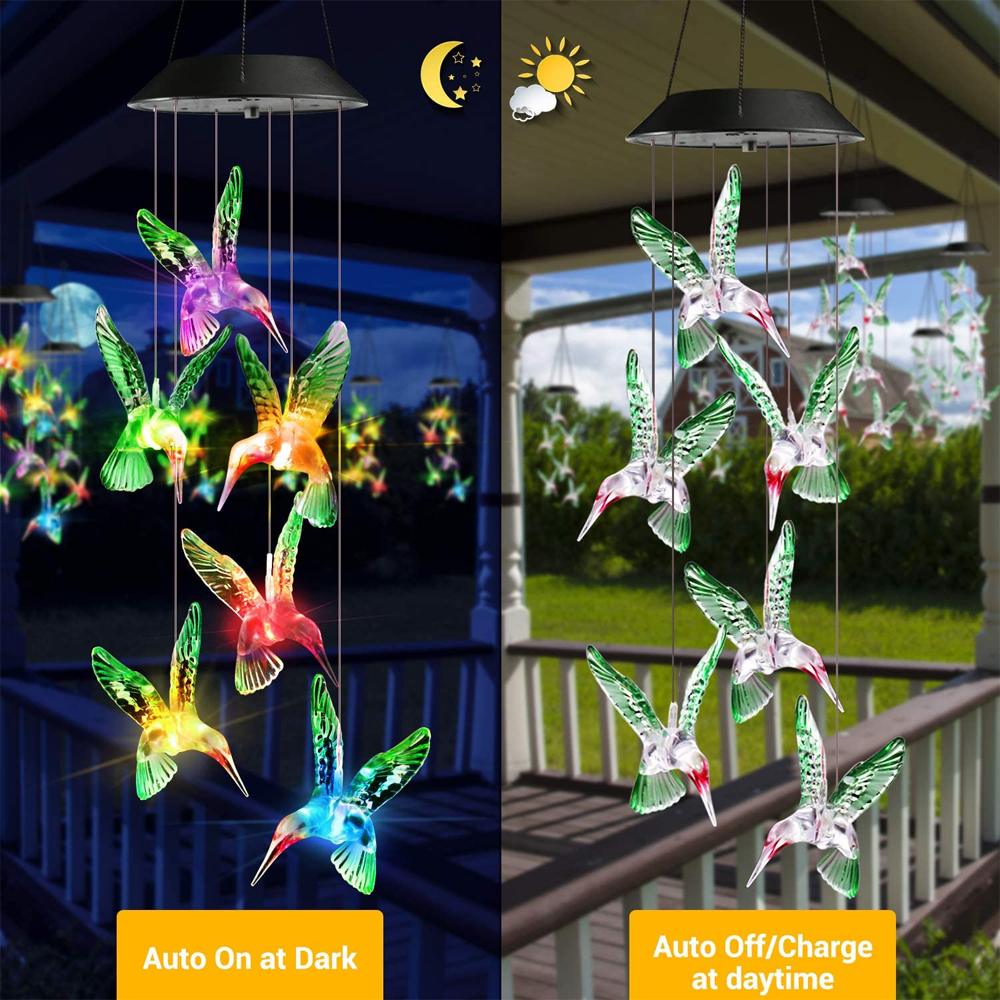 Color Changing Solar Wind Chime Crystal Ball Hummingbird Wind Chime Lamp Waterproof Outdoor Use for Courtyard Garden Color Changing Solar Wind Chime Crystal Ball Hummingbird Wind Chime Lamp Waterproof Outdoor Use for Courtyard Garden
