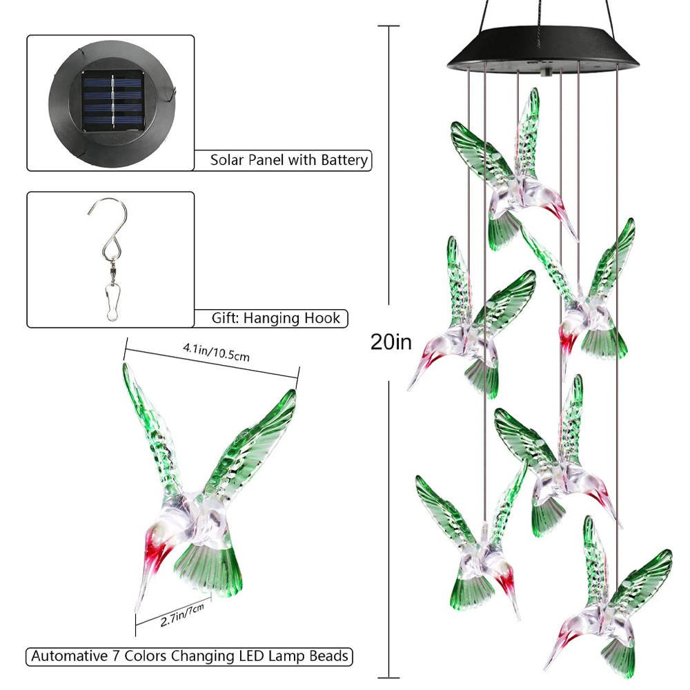 Color Changing Solar Wind Chime Crystal Ball Hummingbird Wind Chime Lamp Waterproof Outdoor Use for Courtyard Garden Color Changing Solar Wind Chime Crystal Ball Hummingbird Wind Chime Lamp Waterproof Outdoor Use for Courtyard Garden