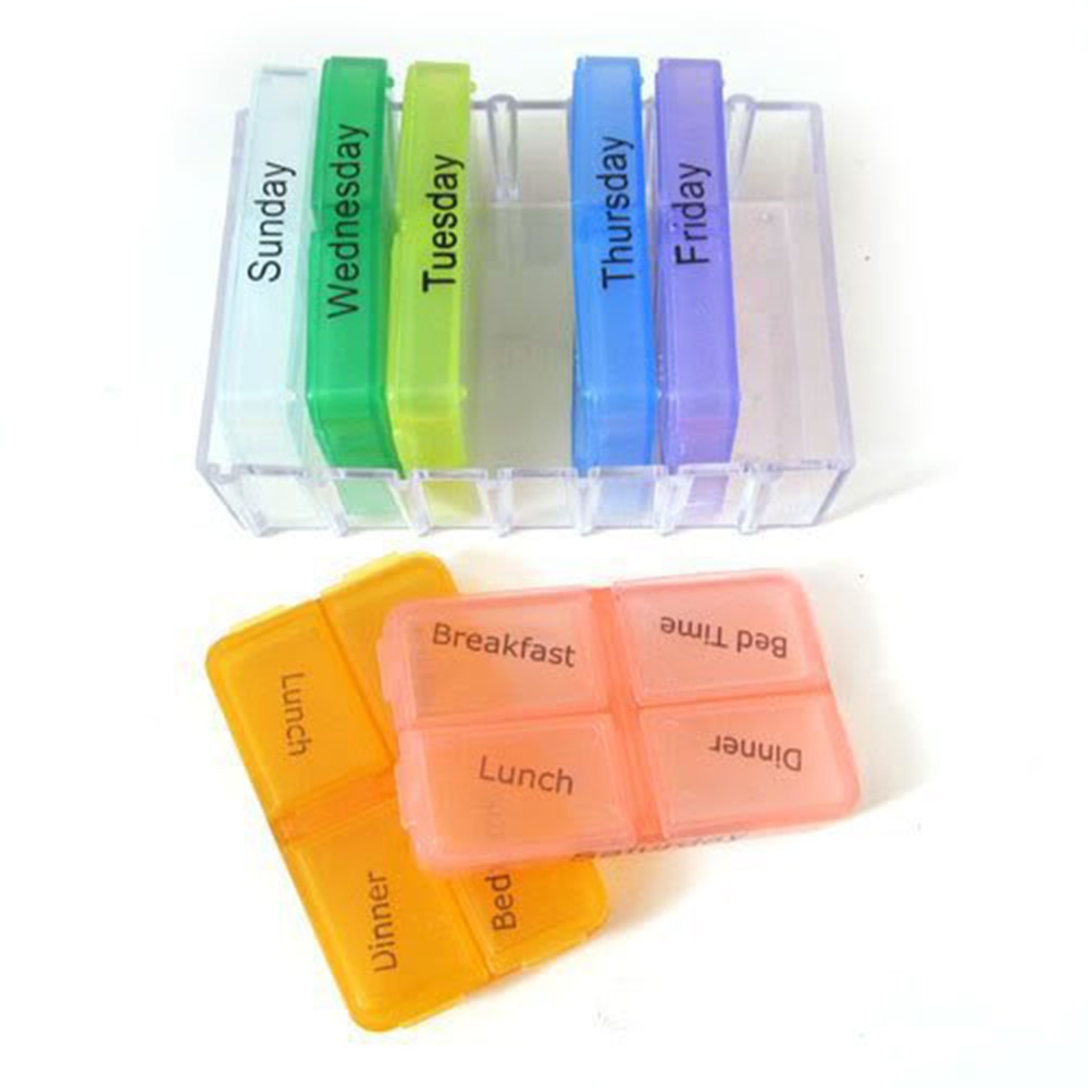 Colorful 28 Grid Weekly Pill Case