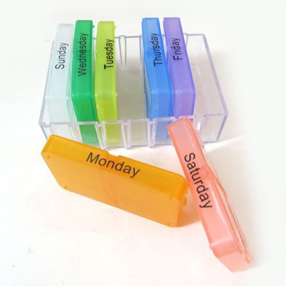 Colorful 28 Grid Weekly Pill Case