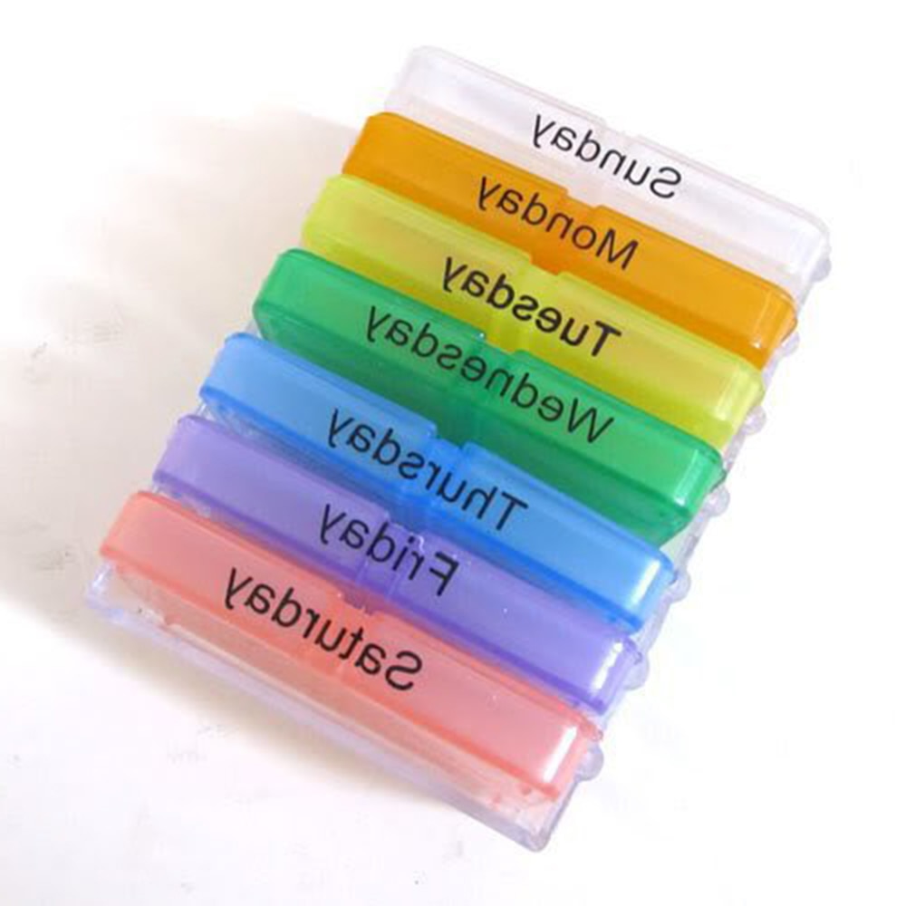 Colorful 28 Grid Weekly Pill Case