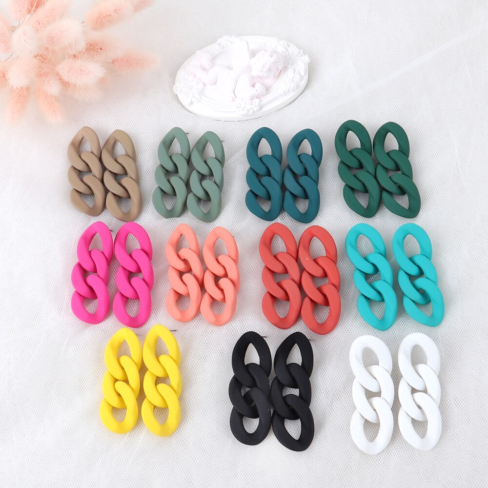 Colorful Acrylic Chain Link Earrings