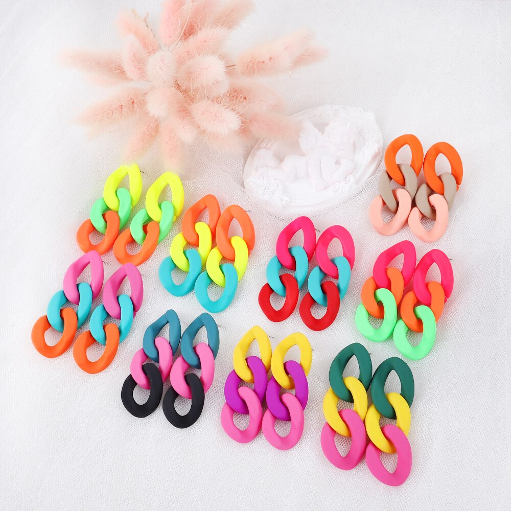 Colorful Acrylic Chain Link Earrings