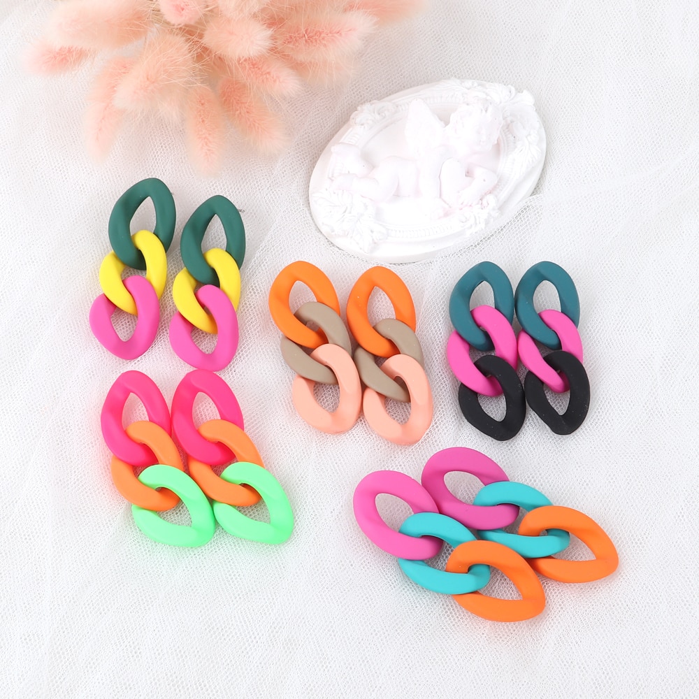 Colorful Acrylic Chain Link Earrings