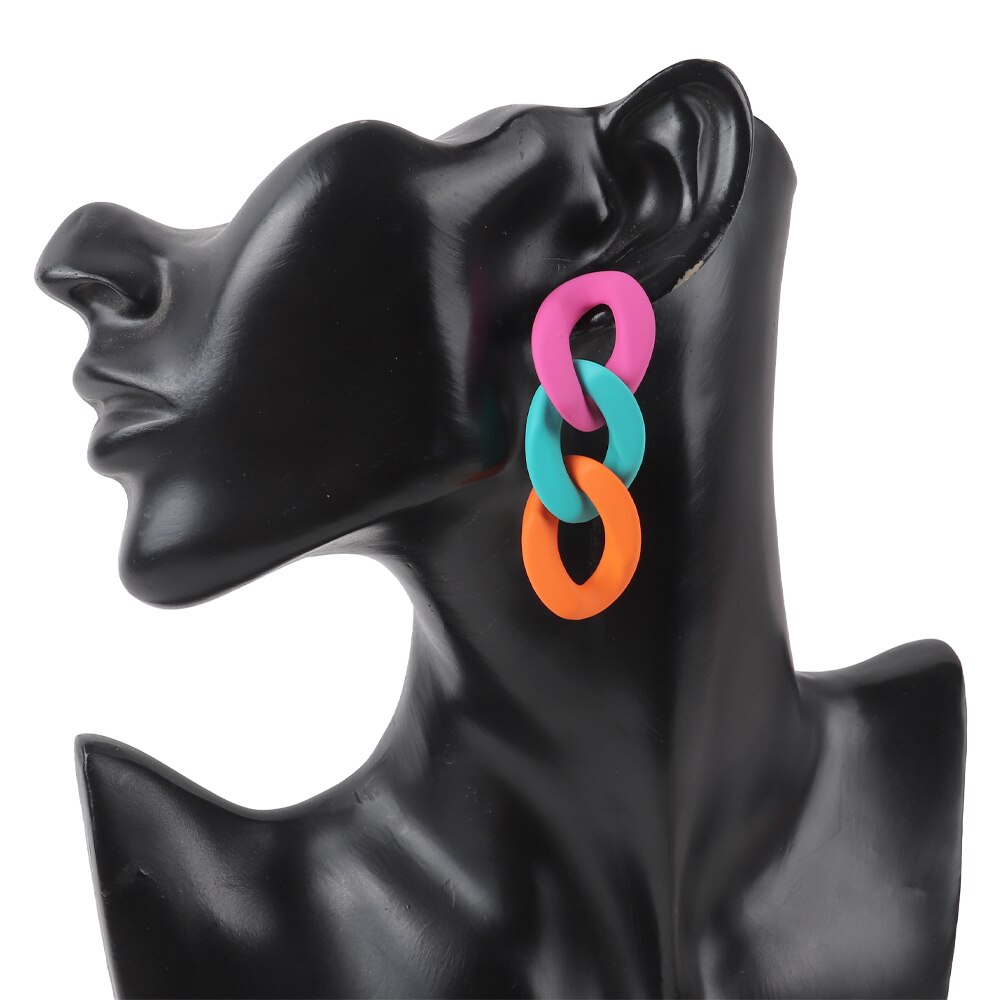 Colorful Acrylic Chain Link Earrings