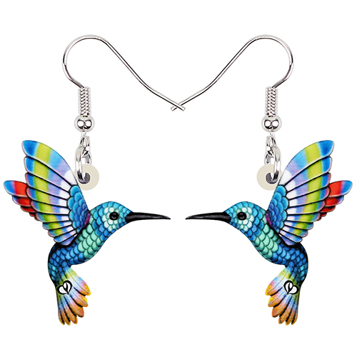 Colorful Acrylic Hummingbird Earrings