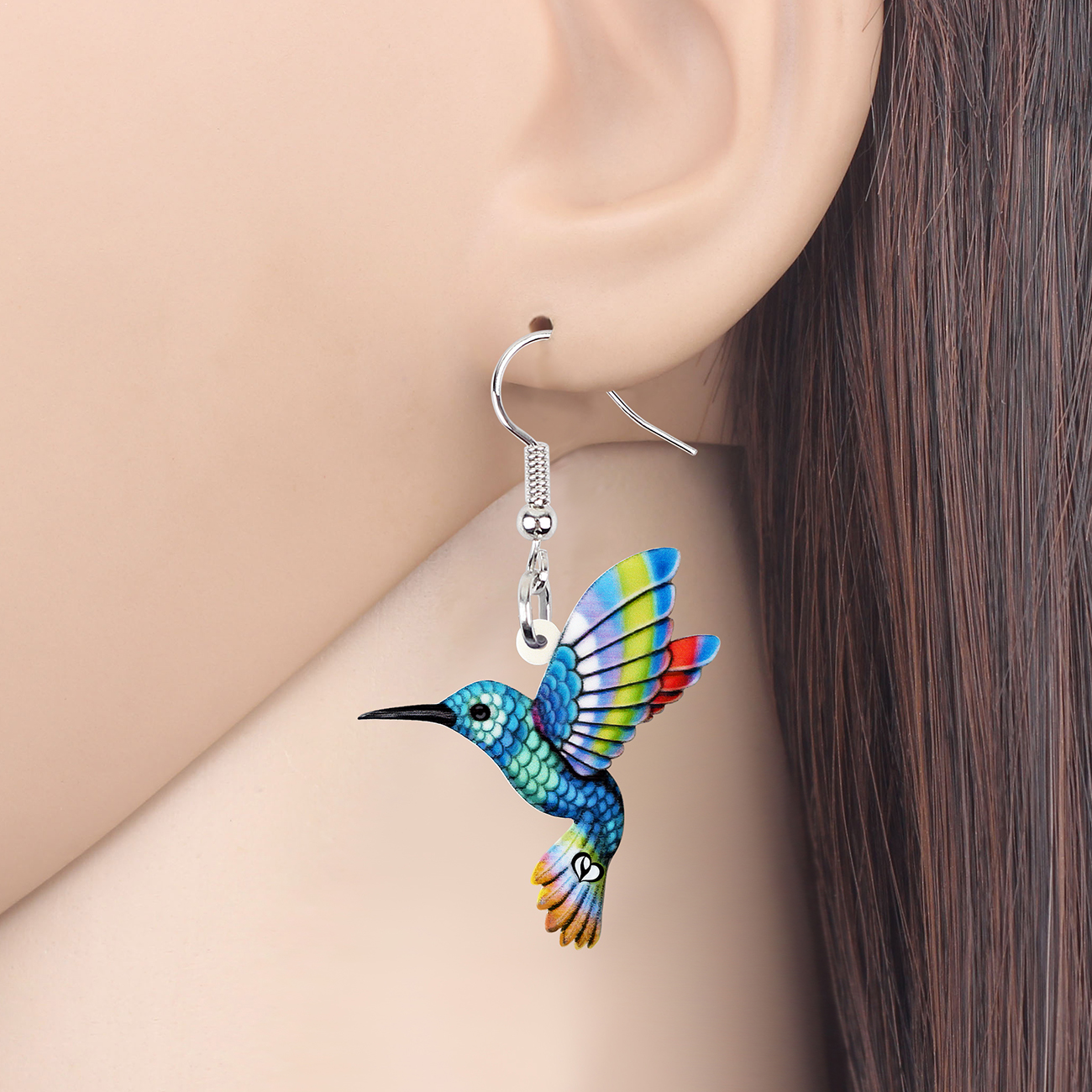 Colorful Acrylic Hummingbird Earrings Colorful Acrylic Hummingbird Earrings