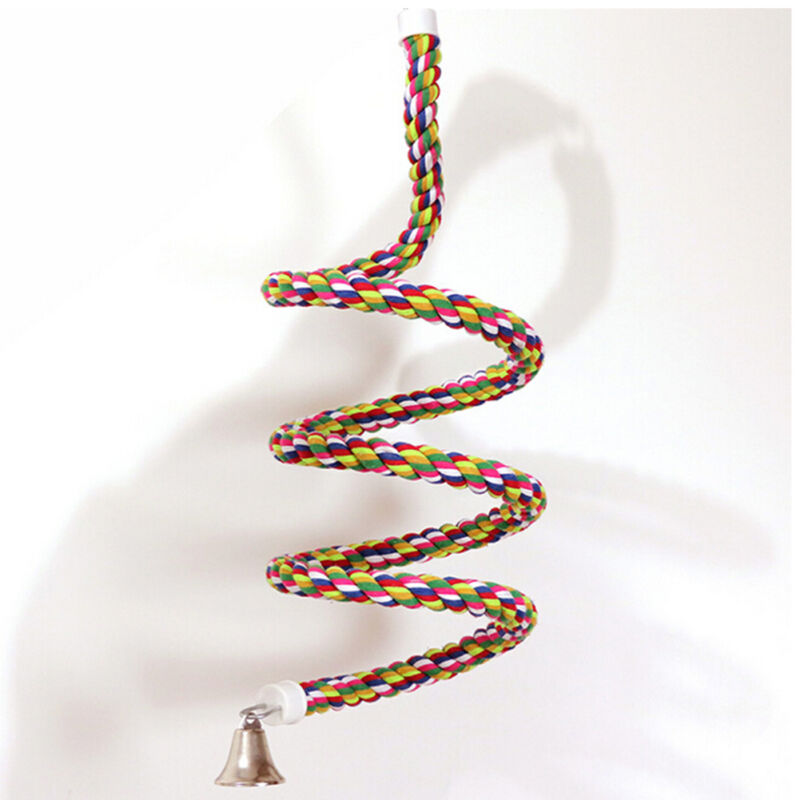 Colorful Bird Perch Rope with Bell