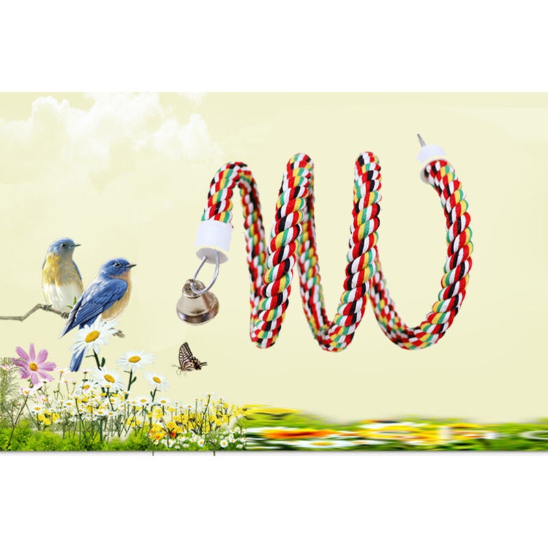 Colorful Bird Perch Rope with Bell