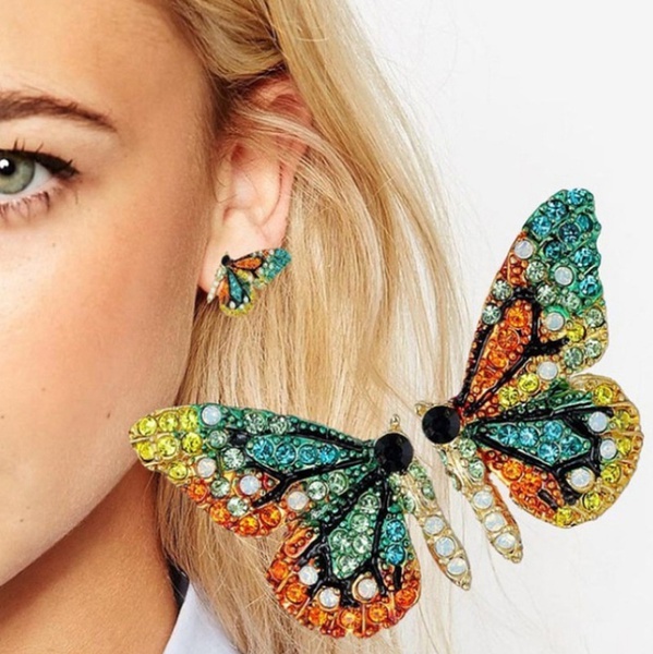 Colorful Crystal Butterfly Earrings (2 pcs) Colorful Crystal Butterfly Earrings (2 pcs)