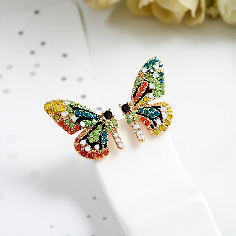Colorful Crystal Butterfly Earrings (2 pcs)