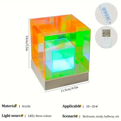 Colorful Cube Table Lamp Led Colored Acrylic Table Lamps For Living Room Bedroom Nordic Home Decor Light Night Bedside