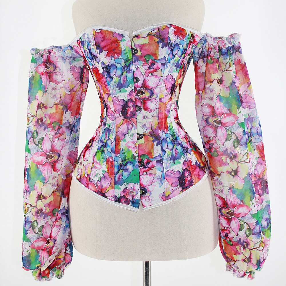 Colorful Floral Corset Blouse
