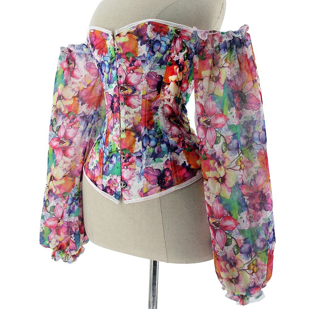 Colorful Floral Corset Blouse Colorful Floral Corset Blouse