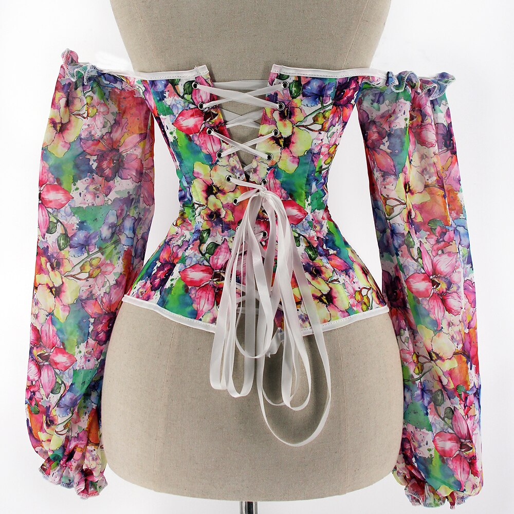 Colorful Floral Corset Blouse Colorful Floral Corset Blouse