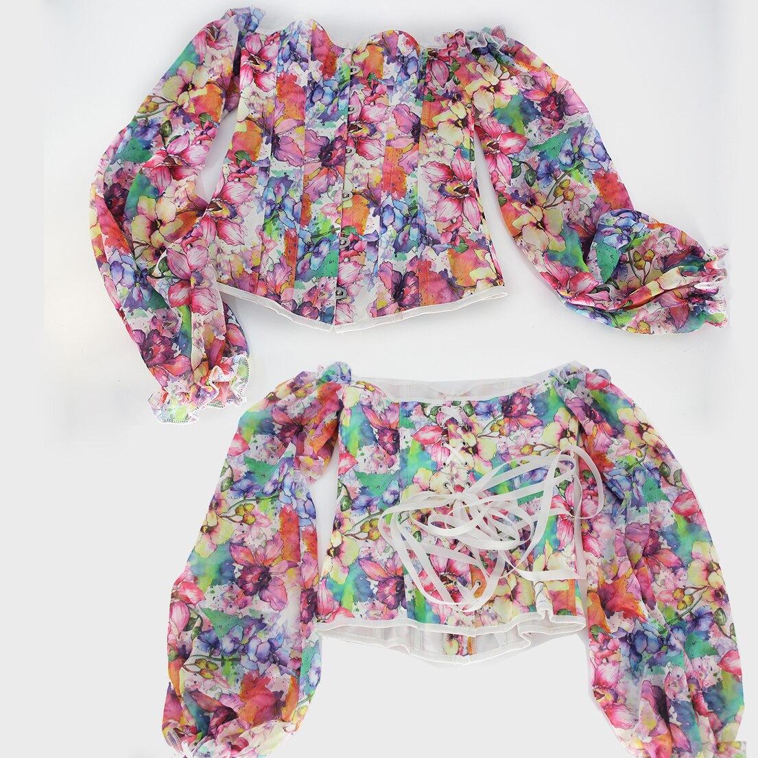 Colorful Floral Corset Blouse Colorful Floral Corset Blouse