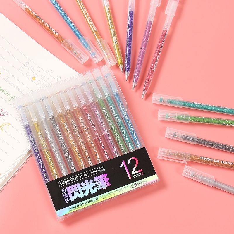 Colorful Glitter Gel Pens Set (12 pcs) Colorful Glitter Gel Pens Set (12 pcs)