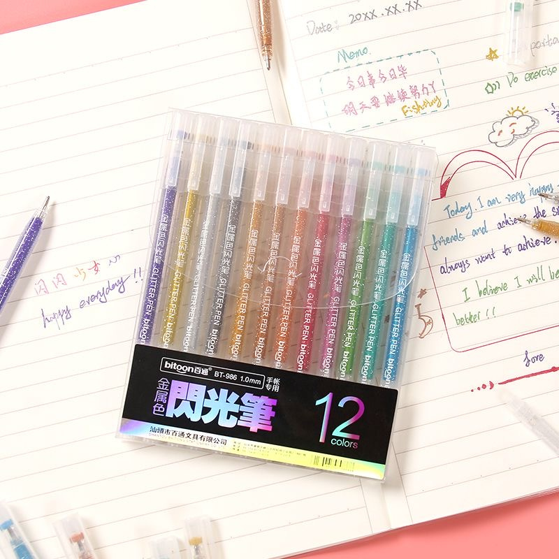 Colorful Glitter Gel Pens Set (12 pcs) Colorful Glitter Gel Pens Set (12 pcs)