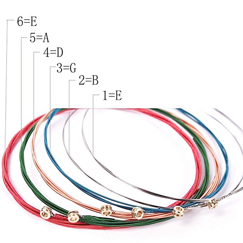 Colorful Guitar Strings Rainbow Set (6 Pcs)
