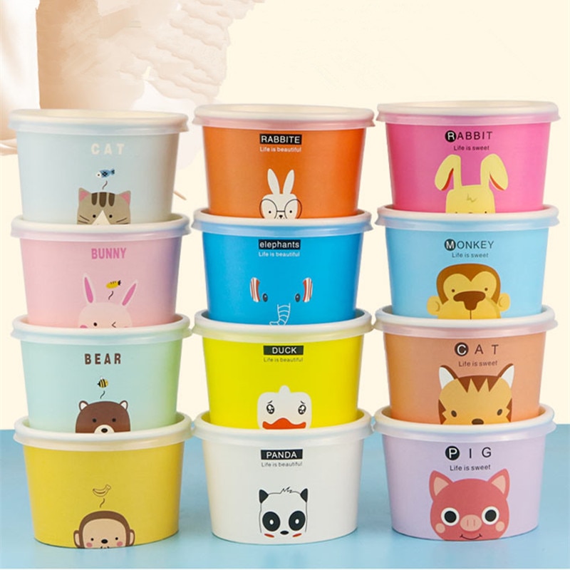 Colorful Ice Cream Paper Cups with Lids (50 Pcs) Colorful Ice Cream Paper Cups with Lids (50 Pcs)