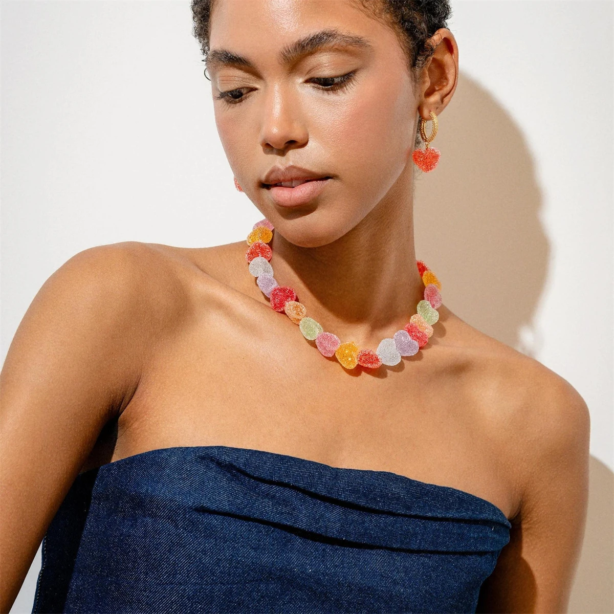 Colorful Love Candy Resin Necklace, Cute Love Candy, Niche Design, Collarbone Chain Women's Gift Necklace