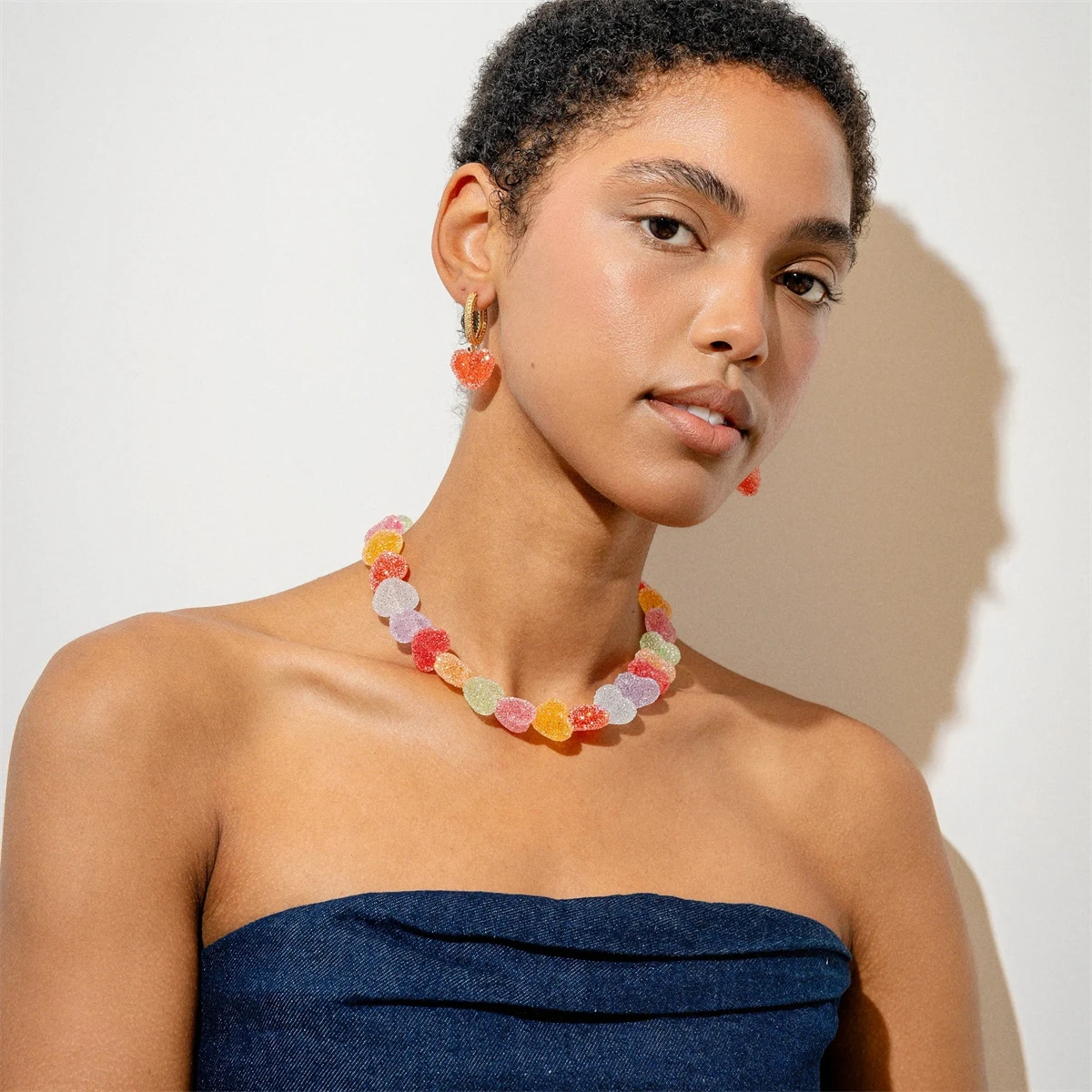 Colorful Love Candy Resin Necklace, Cute Love Candy, Niche Design, Collarbone Chain Women's Gift Necklace