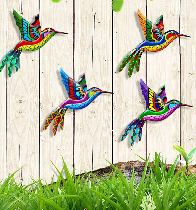 Colorful Metal Hummingbird Wall Art