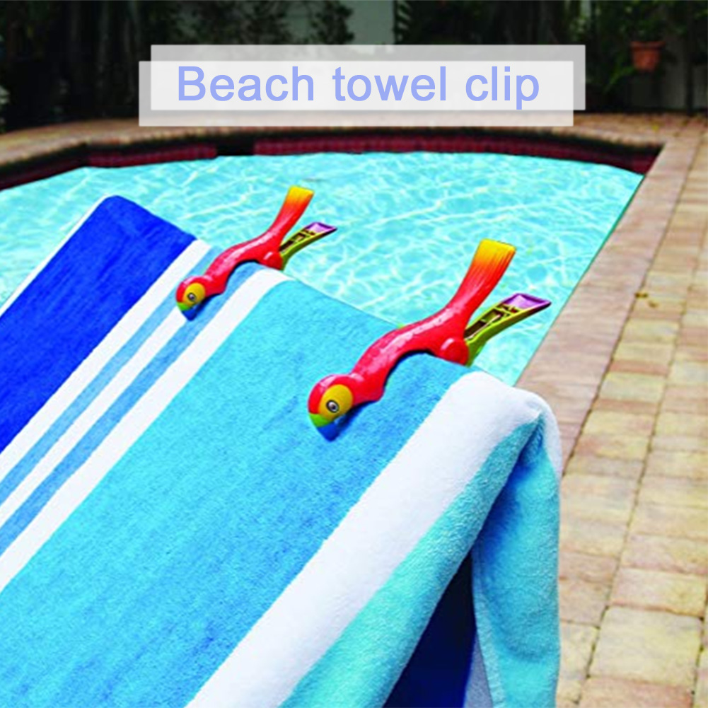 Colorful Parrot Beach Towel Clips (2 pcs)