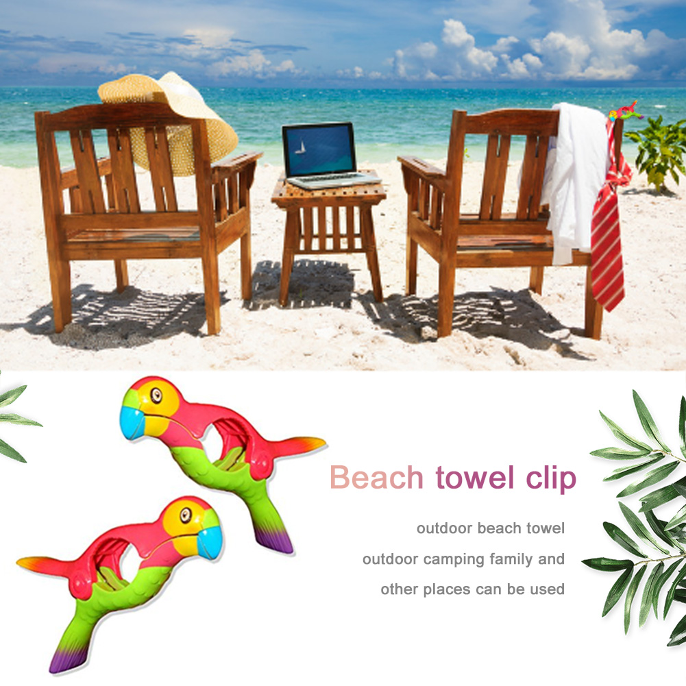 Colorful Parrot Beach Towel Clips (2 pcs)