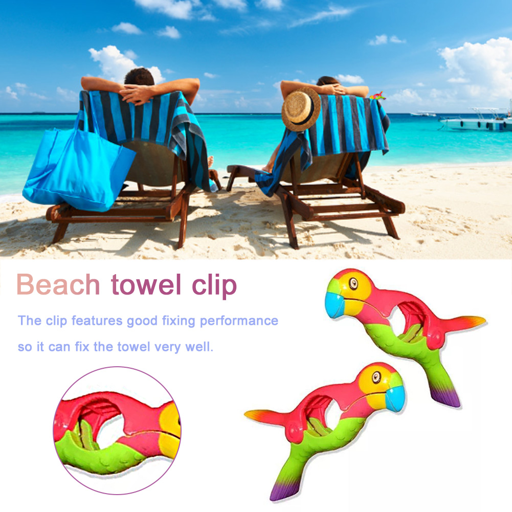 Colorful Parrot Beach Towel Clips (2 pcs)