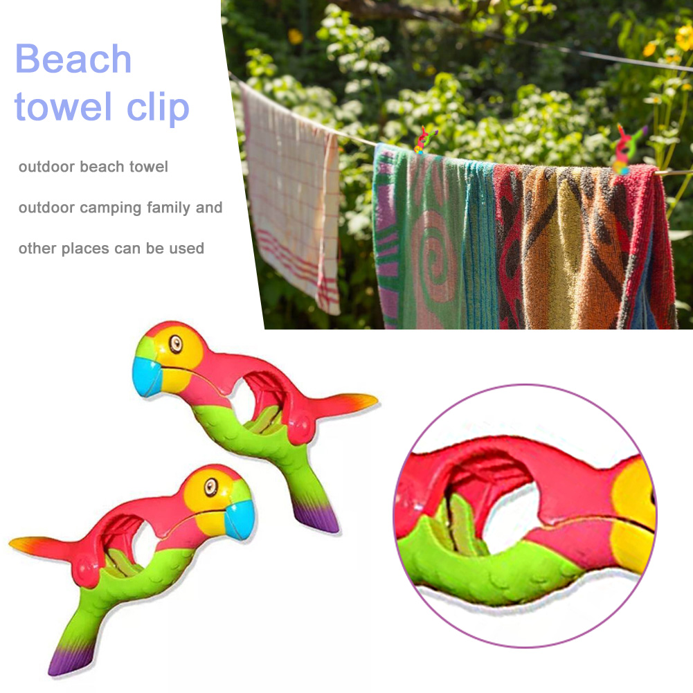 Colorful Parrot Beach Towel Clips (2 pcs)