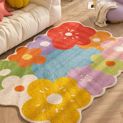 Colorful Polyester Flower Floor Mat Colorful Polyester Flower Floor Mat
