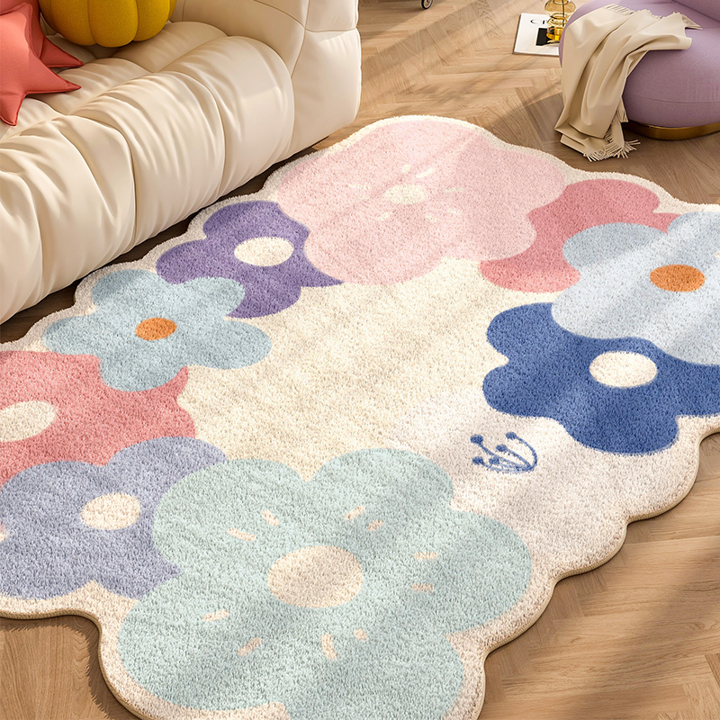 Colorful Polyester Flower Floor Mat Colorful Polyester Flower Floor Mat