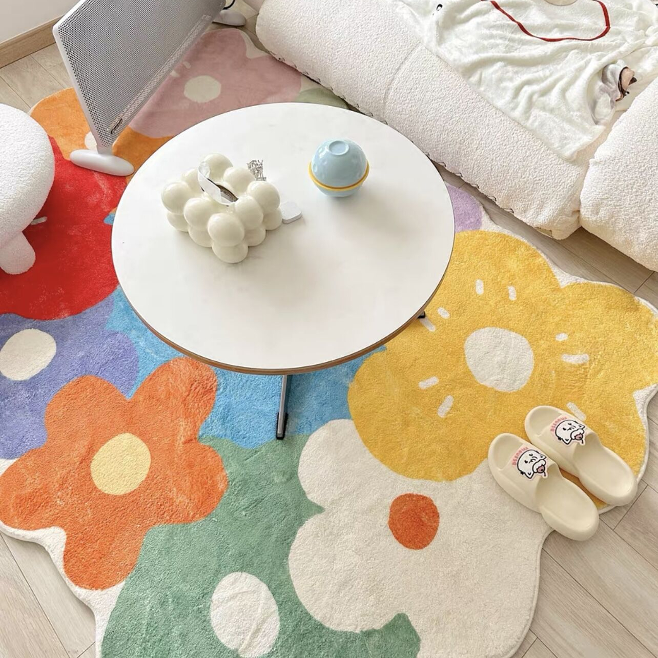 Colorful Polyester Flower Floor Mat Colorful Polyester Flower Floor Mat