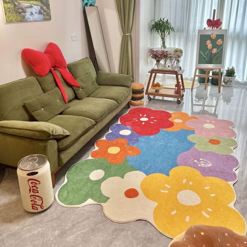 Colorful Polyester Flower Floor Mat Colorful Polyester Flower Floor Mat