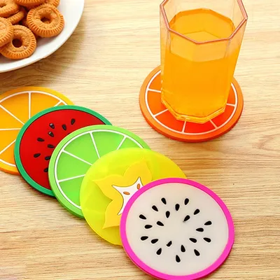 Colorful Silicone Fruit Coaster (6 pcs)