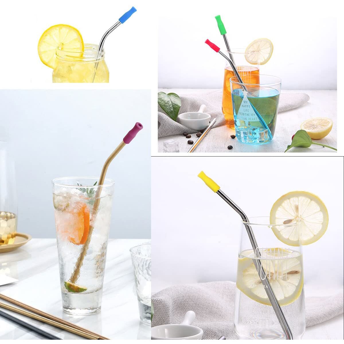 Colorful Silicone Straw Tips (12pcs) Colorful Silicone Straw Tips (12pcs)