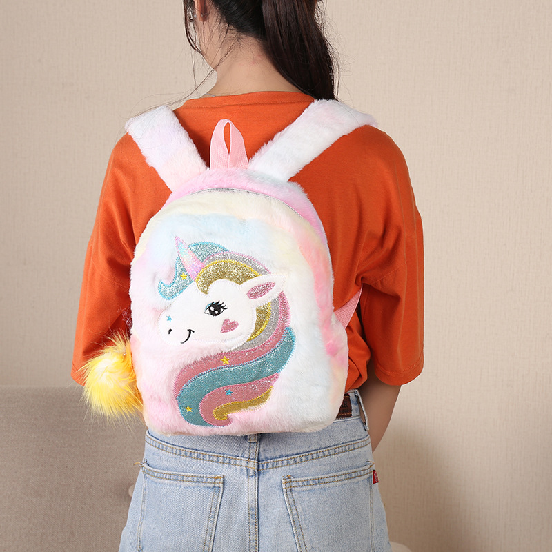 Colorful Unicorn Plush Backpack