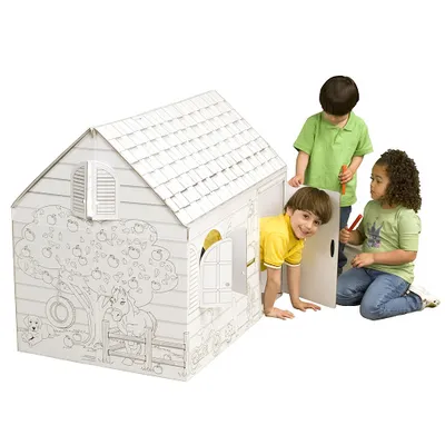 Coloring Cardboard House Craft Playhouse Coloring Cardboard House Craft Playhouse